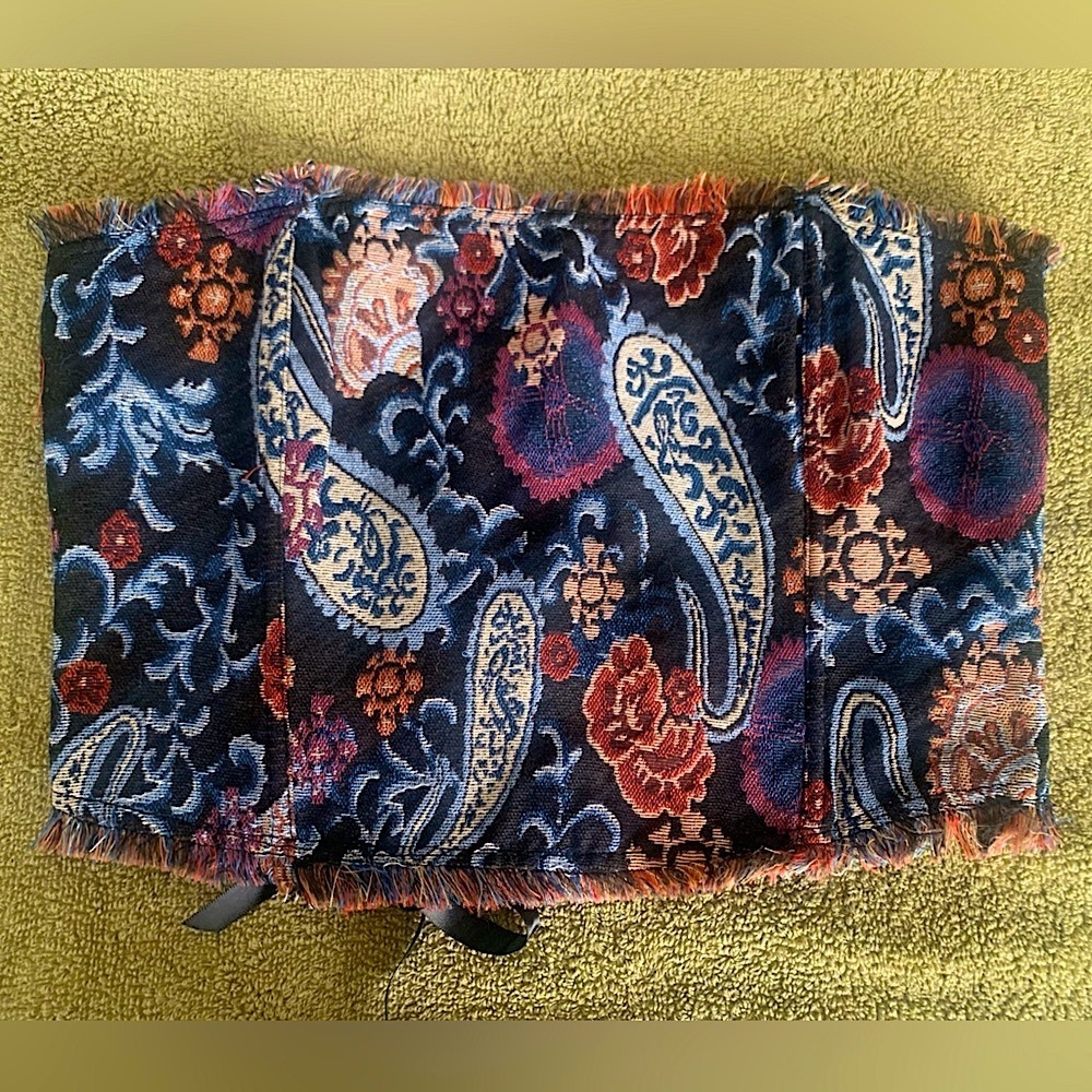 🪻🖤NWT Tic Toc Vibrant Floral Paisley Vintage Corset Lace Up Top - Size Large